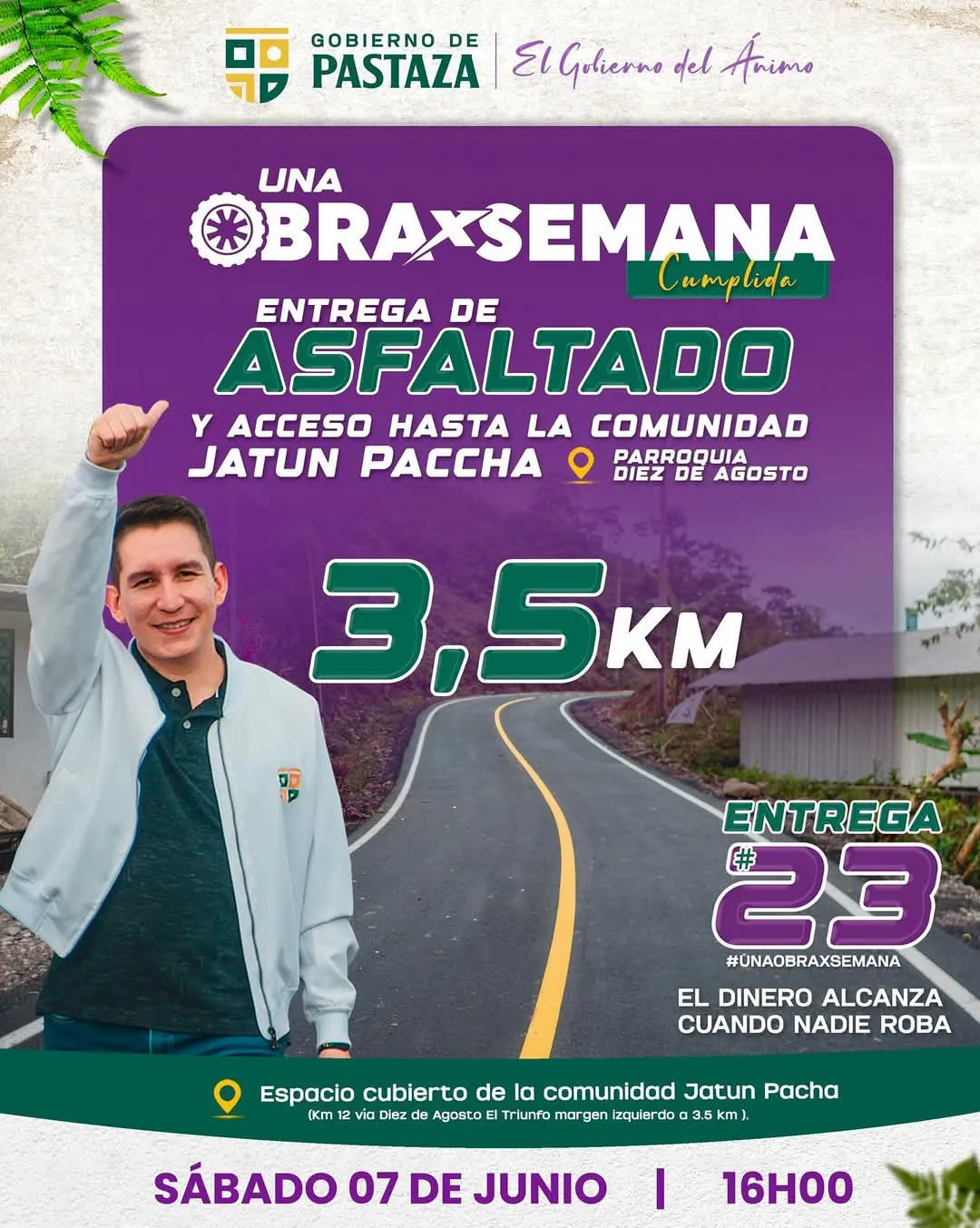 Lee más sobre el artículo ENTREGA DE ASFALTADO Y ACCESO HASTA LA COMUNIDAD JATUN PACCHA.