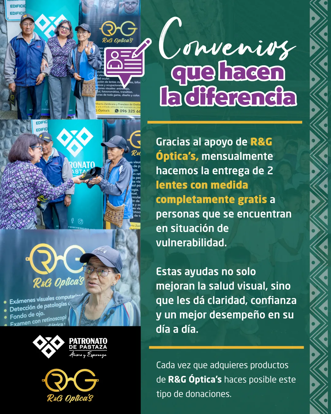 Lee más sobre el artículo Gracias al apoyo de R&G Óptica’s hacemos la entrega de lentes de lectura completamente gratis.