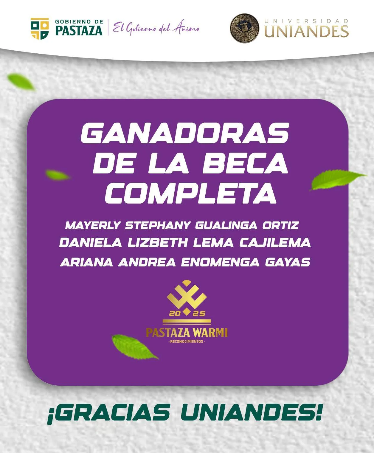 Lee más sobre el artículo Felicitamos a las ganadoras de la beca completa universitaria