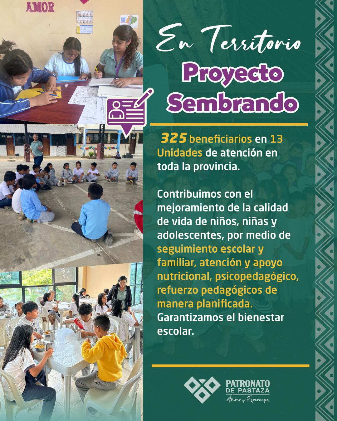 Lee más sobre el artículo Nuestros beneficiarios del proyecto Sembrando reciben atención integral y constante para crecer con oportunidades.