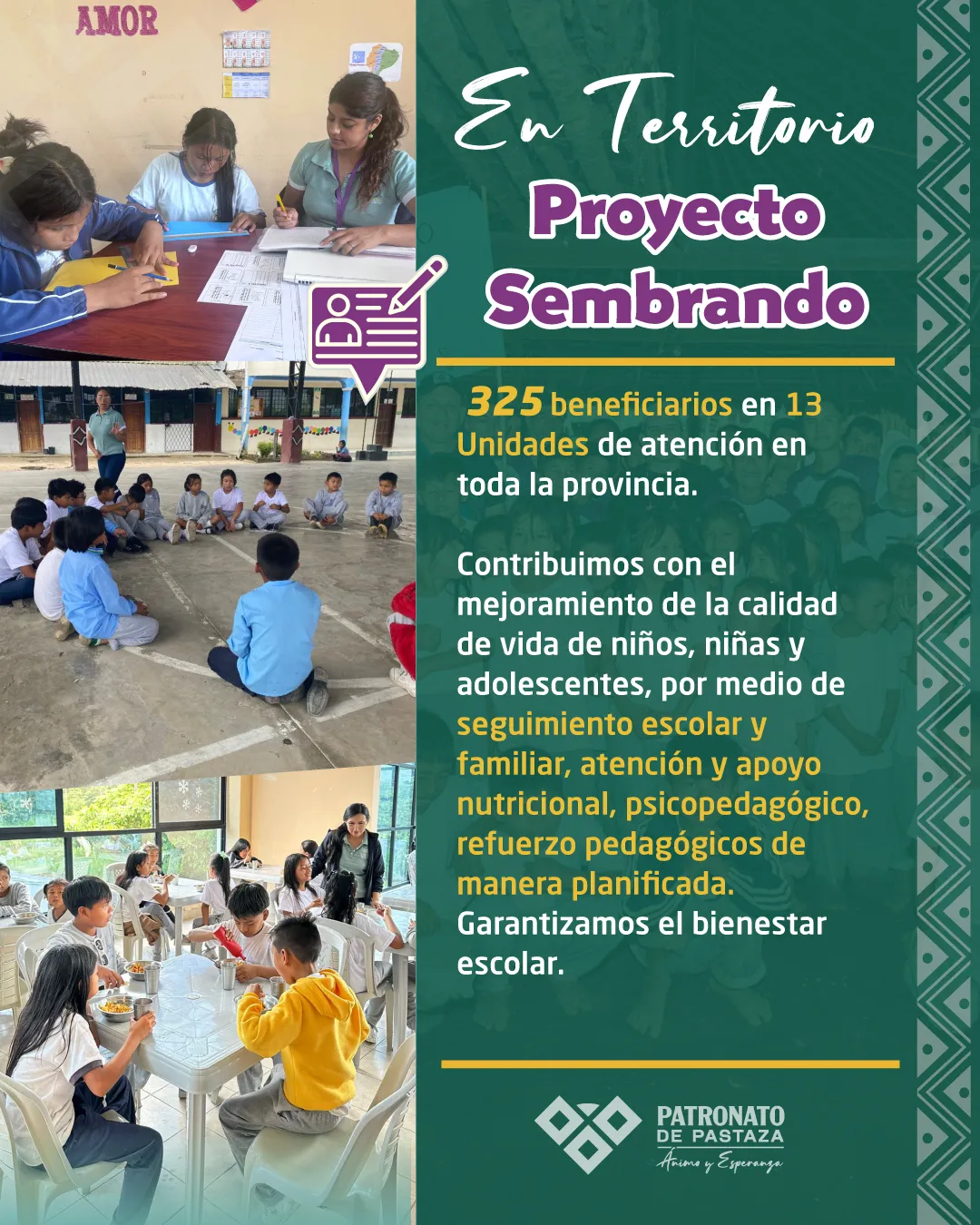 Lee más sobre el artículo Nuestros beneficiarios del proyecto Sembrando reciben atención integral y constante para crecer con oportunidades.