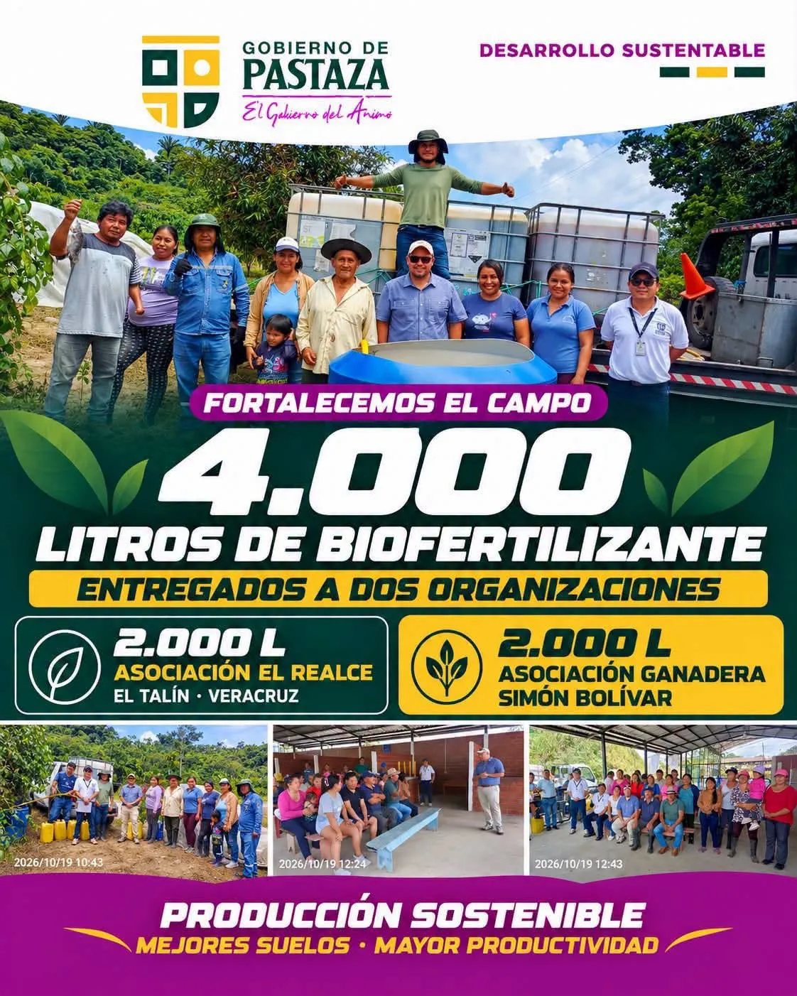 Lee más sobre el artículo VERACRUZ Y SIMÓN BOLÍVAR  4.000 LITROS DE BIOFERTILIZANTE PARA FORTALECER EL CAMPO.