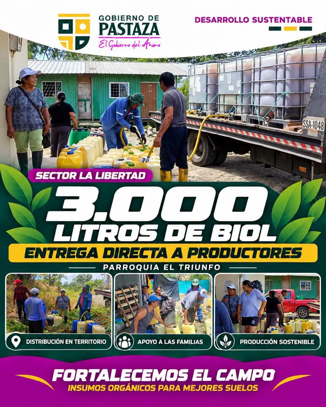 Lee más sobre el artículo EL TRIUNFO 3.000 LITROS DE BIOL PARA FORTALECER EL CAMPO.